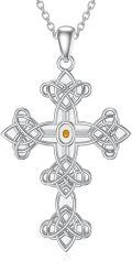 wholesale S925 Sterling Silver Mustard Seed Cross Necklace, 21-30mm, Irish Jewelry Gift for Women & Men-0-0