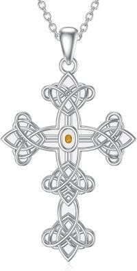 wholesale S925 Sterling Silver Mustard Seed Cross Necklace, 21-30mm, Irish Jewelry Gift for Women & Men-#06 Cross Celtic Knot
