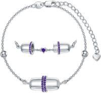 wholesale Sterling Silver Pearl Claddagh Pill Bracelet for Women  Char-02-Feb-Amethyst