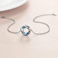 wholesale 925 Sterling Silver Dolphin Charm Bracelet Wholesale With Blue Crystal Circle-0-1