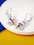 wholesale 925 Sterling Silver Bunny Carrot Drop Earrings for Women Girls Gift Jewelry-0-3