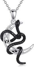 wholesale 925 Sterling Silver Black Snake Celtic Knot Pendant Necklace for Women Men Gothic  43cm Chain Length-0-0