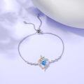 wholesale 925 Sterling Silver Rose Heart Birthstone Butterfly Bracelet for Women-0-3