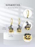 wholesale 925 Sterling Silver Witch Cat Pumpkin Halloween Dangle Earrings-0-4