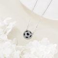 wholesale 925 Sterling Silver Black Onyx & CZ Soccer Ball Pendant Necklace for Women Golf Lovers s-0-2