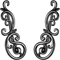wholesale 925 Sterling Silver Scrollwork Ear Climber Earrings for Women-Filigree-black