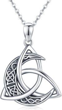 wholesale 925 Sterling Silver Celtic Knot Moon Pendant Necklaces for Women and Men-A-Celtic Moon Necklace