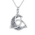 wholesale 925 Sterling Silver Celtic Knot Moon Pendant Necklaces for Women and Men-0-0