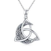 wholesale 925 Sterling Silver Celtic Knot Moon Pendant Necklaces for Women and Men-A-Celtic Moon Necklace