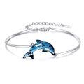 wholesale 925 Sterling Silver Blue Crystal Butterfly Bangle Bracelet for Women-0-1