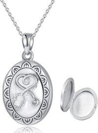 wholesale 925 Sterling Silver Oval Stethoscope Pendant Necklace Gift for Nurses Doctors-with Custom Photo-without Custom