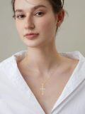 TOUPOP 14K Gold Moissanite Infinity Cross Pendant Necklace-0-3