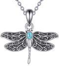 wholesale 925 Sterling Silver Dragonfly Blue Stone Insect Charm Pendant Necklace-0-0