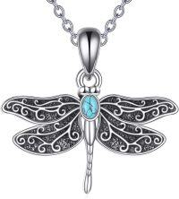 wholesale 925 Sterling Silver Dragonfly Blue Stone Insect Charm Pendant Necklace-Dragonlfy