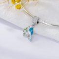 wholesale 925 Sterling Silver Blue Bird Pendant Necklace with Green Leaves and Branches Charm Jewelry for Women Girls Gift 48cm Chain Length-0-2