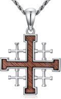 wholesale Jerusalem Cross Necklace For Men 925 Sterling Silver Silver Cross Pendant Faith Jewelry Protection Necklace Gift For Father Dad Son -0-0