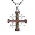 TOUPOP 925 Sterling Silver Jerusalem Cross Necklace Pendant For Men-0-0