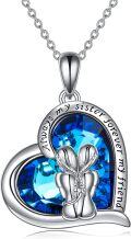 wholesale 925 Sterling Silver Blue Crystal Heart Tree of Life Sisters Pendant Necklace-0-0