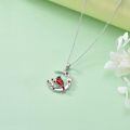 wholesale S925 Sterling Silver Crescent Moon Red Bird Pendant Necklace With Cubic Zirconia-0-2