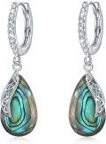 wholesale 925 Sterling Silver Abalone Shell Teardrop Celtic Knot Tree of Life Dangle Hoop Earrings for Women-0-0