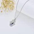 wholesale 925 Sterling Silver Ying-Yang Evil Eye Pendant Necklace with Blue Sapphire and Leaf Design-0-2