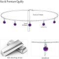 wholesale 925 Sterling Silver Purple Amethyst Round Beads Pendant Adjustable Length Choker Necklaces for Women -0-2