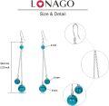wholesale 925 Sterling Silver Turquoise Ball Earrings with 4mm 6mm 8mm Beads, Hypoallergenic Lightweight Dangle Jewelry Gift for Women-0-5