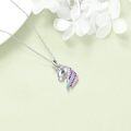 wholesale 925 Sterling Silver Rainbow Crystal Unicorn Pendant Necklace for Women-0-4