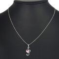 wholesale 925 Sterling Silver Pink Opal Heart Treble Clef Pendant Necklace for Women-0-5
