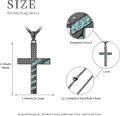 wholesale 925 Sterling Silver Black Plated Turquoise Inlay American Flag Cross Pendant Necklace for Men Religious s-0-1
