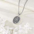 wholesale 925 Sterling Silver Virgin Mary Pray for Us Oval Medal Pendant Necklace-0-1