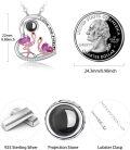 wholesale 925 Sterling Silver Pink Crystal Flamingos in Love Heart Pendant Necklace for Women's Gifts-0-3