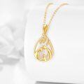 wholesale 14K Gold Yellow Jade Teardrop Pendant Mother Daughter Necklace Mom Gift-0-2