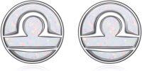 wholesale 925 Sterling Silver Libra White Opal Zodiac Constellation Stud Earrings 8mm-Libra (9.23-10.23)