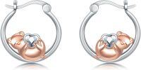 wholesale 925 Sterling Silver Pig Heart Hoop Earrings for Women - Cute Animal Lover's Gift-Pig