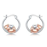wholesale 925 Sterling Silver Pig Heart Hoop Earrings for Women - Cute Animal Lover's Gift-Pig