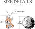 wholesale 925 Sterling Silver Corgi Shaped Pendant Necklace with Orange and White Cubic Zirconia Stones for Pet Lovers-0-1