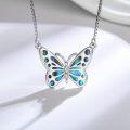 wholesale 925 Sterling Silver Blue Abalone Shell Butterfly Pendant Necklace for Women-0-3