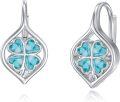 wholesale 925 Sterling Silver Turquoise Four-Leaf Clover Drop Earrings-0-0