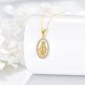 wholesale 14K Gold Virgin Mary Pendant Necklace with Cubic Zirconia and Chain - Religious s for Women-0-2