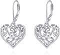 wholesale 925 Sterling Silver Filigree Heart Drop Earrings with Leverback Closure-0-0
