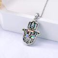 wholesale 925 Sterling Silver Abalone Shell Hamsa Hand with Star of David and Evil Eye Pendant Lucky Charm Necklace for Women & Men-0-1