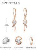 wholesale 925 Sterling Silver Plated Rose Gold Heart-Shaped Survivor Pink Ribbon Drop Earrings - Breast Cancer Awareness  for Women-0-1