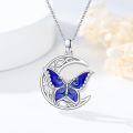 wholesale 925 Sterling Silver Blue Moonstone Butterfly Pendant Necklace-0-1