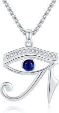 wholesale 925 Sterling Silver Evil Eye Pendant Necklace with Blue Stone - Egyptian Style Protection s for Men & Women-0-0