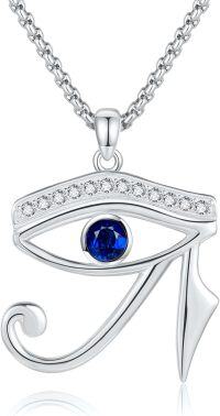 wholesale 925 Sterling Silver Evil Eye Pendant Necklace with Blue Stone - Egyptian Style Protection s for Men & Women-Sliver