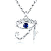 wholesale 925 Sterling Silver Eye Of Horus Pendant With Blue Stone And Crystal Accents-Sliver