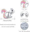 wholesale 925 Sterling Silver Pink Opal Squirrel Stud Earrings - Hypoallergenic Jewelry for Girls and Women-0-1