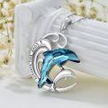 wholesale 925 Sterling Silver Blue Crystal Dolphins Pendant Necklace Gifts for Women Girls Mom Girlfriend-0-3