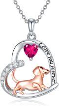 wholesale Sterling Silver Birthstone Dachshund Necklace Dog Lover Gift-0-0